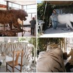 2008. Tahereh Vahedian, Tiger Statue, Fiberglass, 70 x 90 x 230 cm
